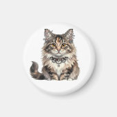 Maine Coon Punk Katze Rund Magnet (Vorne)