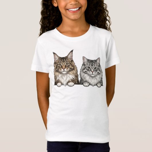 Maine Coon & Silver Tabby Cat lover T-Shirt (Vorderseite)