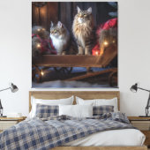 Maine Coon Snowy Sleigh Weihnachtsdekor Leinwanddruck (Insitu (Schlafzimmer))