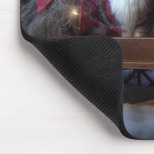 Maine Coon Snowy Sleigh Weihnachtsdekor Mousepad (Ecke)