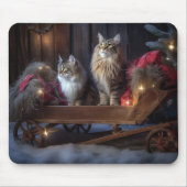 Maine Coon Snowy Sleigh Weihnachtsdekor Mousepad (Vorne)
