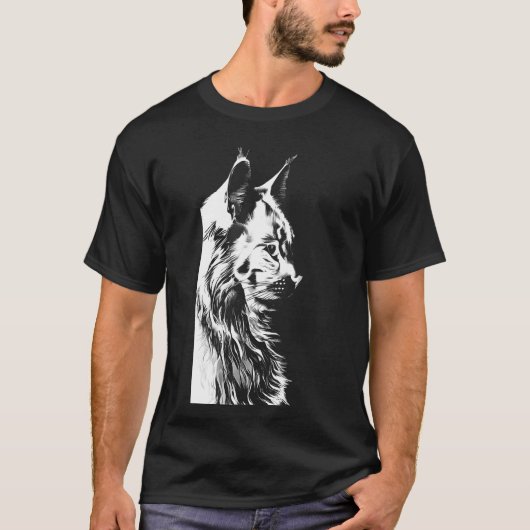 Maine Coon T-Shirt: Men's Black & White Cat T-Shirt (Vorderseite)