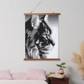 Maine Coon Tapestry: Black & White Cat Wall Hangin Wandteppich Mit Holzrahmen (Schlafzimmer)