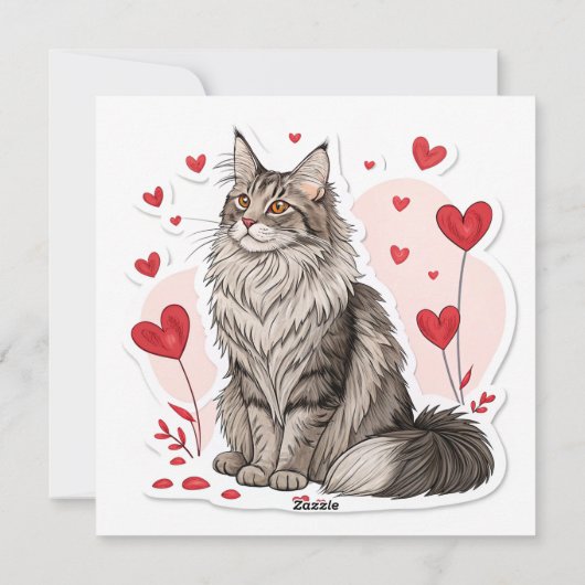 Maine Coon Valentine's Day Cards Feiertagskarte (Rückseite)