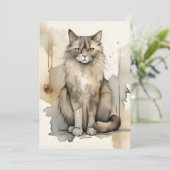 Maine Coon Watercolor Illustration Einladung (Stehend Vorderseite)