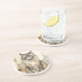 Maine Coon Watercolor Illustration Getränkeuntersetzer (Seite)