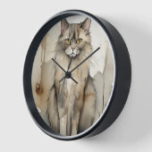 Maine Coon Watercolor Illustration Uhr (Winkel)