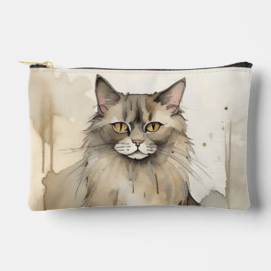 Maine Coon Watercolor Illustration Zubehörtasche