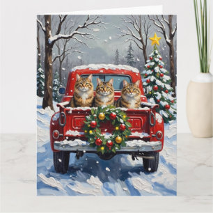 Maine Coon Weihnachten Roter LKW Feiertag Karte