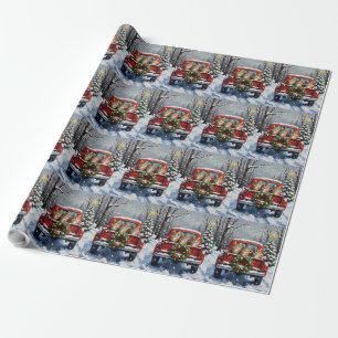 Maine Coon Weihnachten Rotes Lastwagen Ferien Geschenkpapier