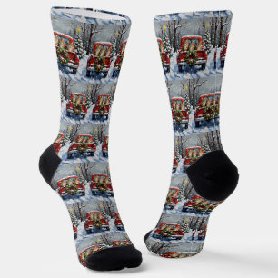 Maine Coon Weihnachten Rotes Lastwagen Ferien Socken