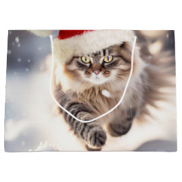 Maine Coon Weihnachtskatze im Schnee Große Geschenktüte