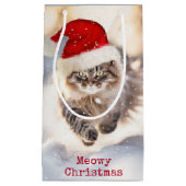 Maine Coon Weihnachtskatze im Schnee Kleine Geschenktüte (Vorderseite)