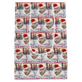 Maine Coon Weihnachtskatze im Schnee Mittlere Geschenktüte (Rückseite)