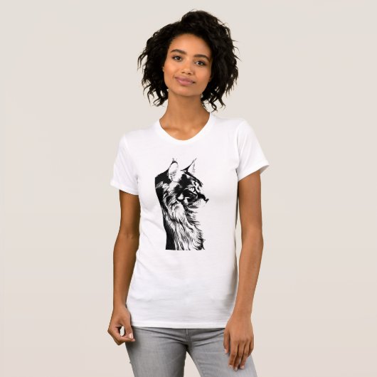 Maine Coon Women's Slim Fit White B+C Tee (Vorne ganz)