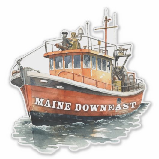 Maine-Downeast-Boot-Fischerei Aufkleber (Vorderseite)