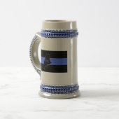 Maine dünnes Blue Line Stein Bierglas (Vorderseite Links)