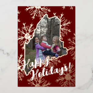 Maine-Familien-Weihnachtskarte Folien Feiertagskarte