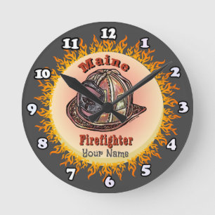 Maine Feuerwehrmann-Uhr Runde Wanduhr