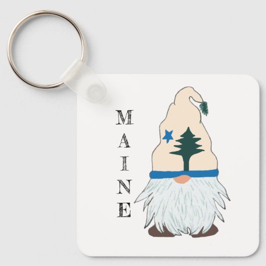 Maine Flag Gnome Hat Schlüsselanhänger (Vorderseite)