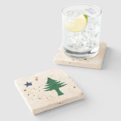 Maine-Flagge 1901 Steinuntersetzer (Seitenansicht)