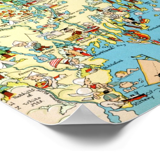Maine Funny Vintag Map Poster (Ecke)