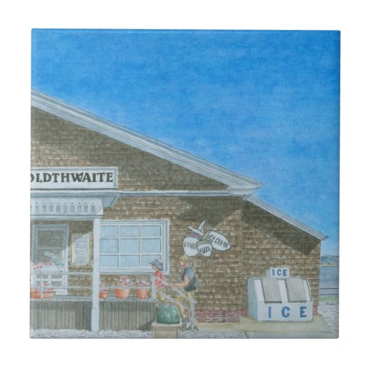 Maine General Store Watercolor Fliese (Vorderseite)