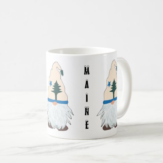 Maine Gnome mit einem Maine-Flag-Hut - Welcome Zuh Kaffeetasse (VorderseiteRechts)