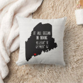 Maine GPS-Koordinaten mit Herz Kissen (Decke)