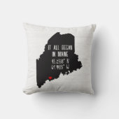 Maine GPS-Koordinaten mit Herz Kissen (Vorderseite)