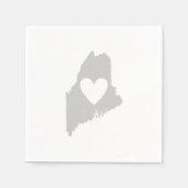 Maine Gray Map Form Heart Cutout Paper Party Serviette (Vorderseite)