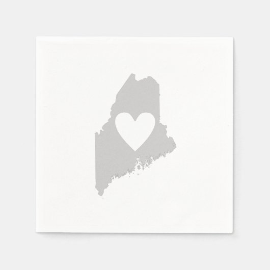 Maine Gray Map Form Heart Cutout Paper Party Serviette (Vorderseite)