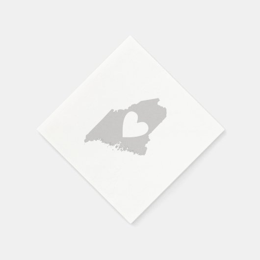 Maine Gray Map Form Heart Cutout Paper Party Serviette (Ecke)