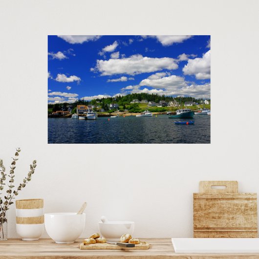 Maine Harbour im Sommer Poster (Küche)