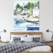 Maine Harbour New Jersey Wasserfarben Kunst Leinwanddruck (Insitu (Schlafzimmer))