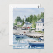 Maine Harbour New Jersey Wasserfarben Kunst Postkarte (Vorne/Hinten)