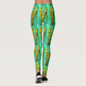 Maine-Hummer auf Grün Leggings (Rückseite)