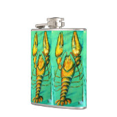 Maine-Hummer auf grüner Flasche Flachmann (Links)