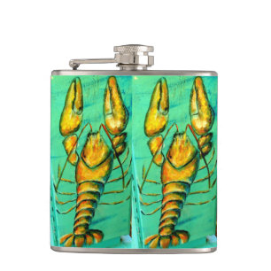 Maine-Hummer auf grüner Flasche Flachmann