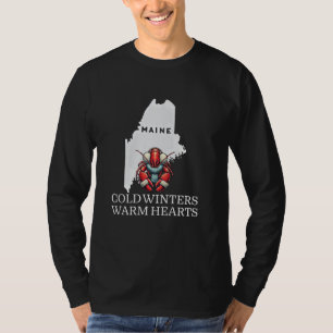 Maine-Hummer Kalte Winter Warme Herzen Vintage-Sti T-Shirt