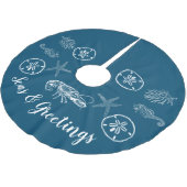 Maine Hummer und Muscheln Baumrock Polyester Weihnachtsbaumdecke (Schrägansicht)