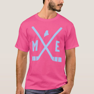 Maine Ice Hockey Sticks Staat Kontur T-Shirt
