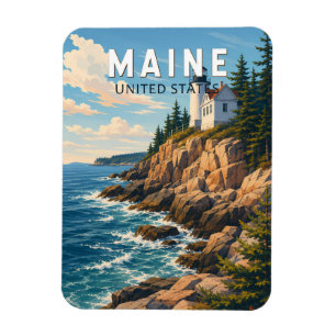 Maine Illustration Reise Kunst Vintage Magnet