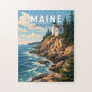 Maine Illustration Reise Kunst Vintage Puzzle