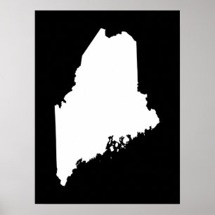 Maine in Weiß und Schwarz Poster