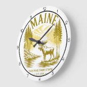 Maine Kiefernbaum-Staats-Elch Große Wanduhr (Winkel)
