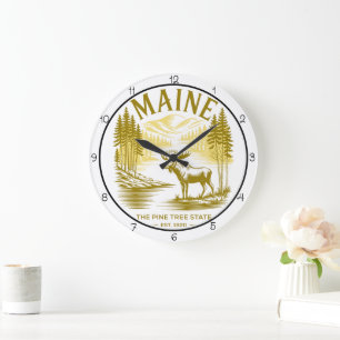 Maine Kiefernbaum-Staats-Elch  Große Wanduhr