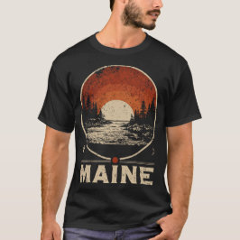 Maine Landschaft Japanische Rote Sonne Reisekunst T-Shirt