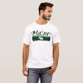 Maine, Leuchtturm, Kiefern, Elche, bewirtschaftet T-Shirt (Vorne ganz)