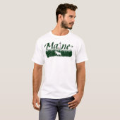 Maine, Leuchtturm, Kiefern, Silhouette Elch T-Shirt (Vorne ganz)